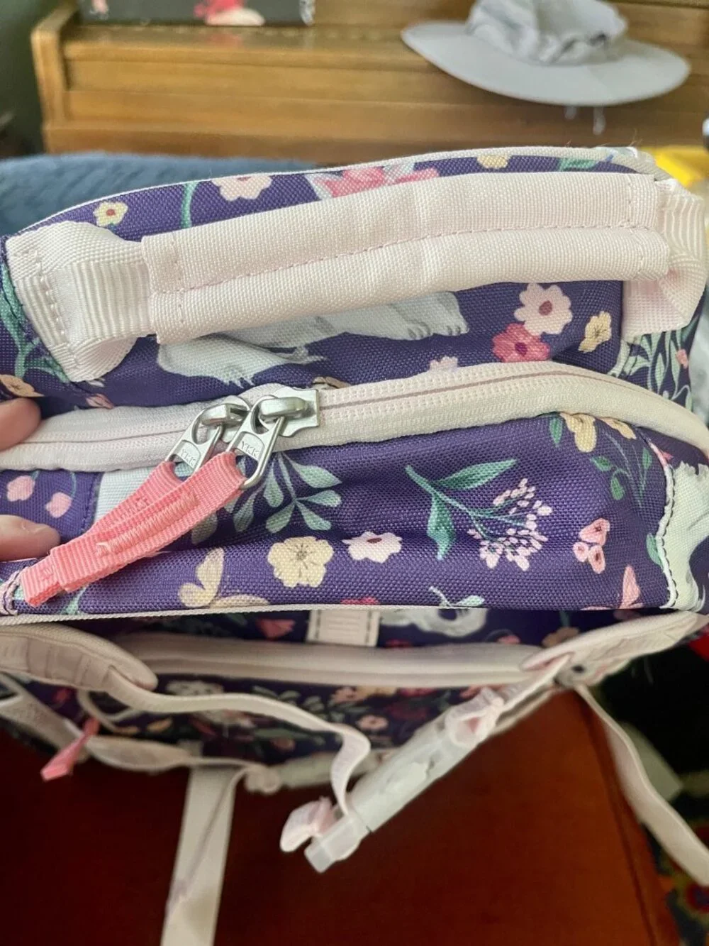 Pottery Barn Kids Mackenzie Small Backpack Kitty Floral Purple Pink Cats Bows